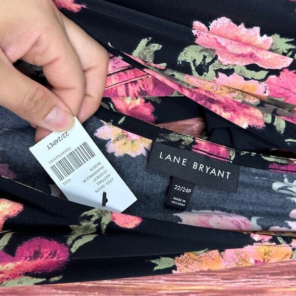 Lane Bryant Tie Halter Maxi Dress Floral Print Black & Pink NEW Size 22/24P - Picture 7 of 8